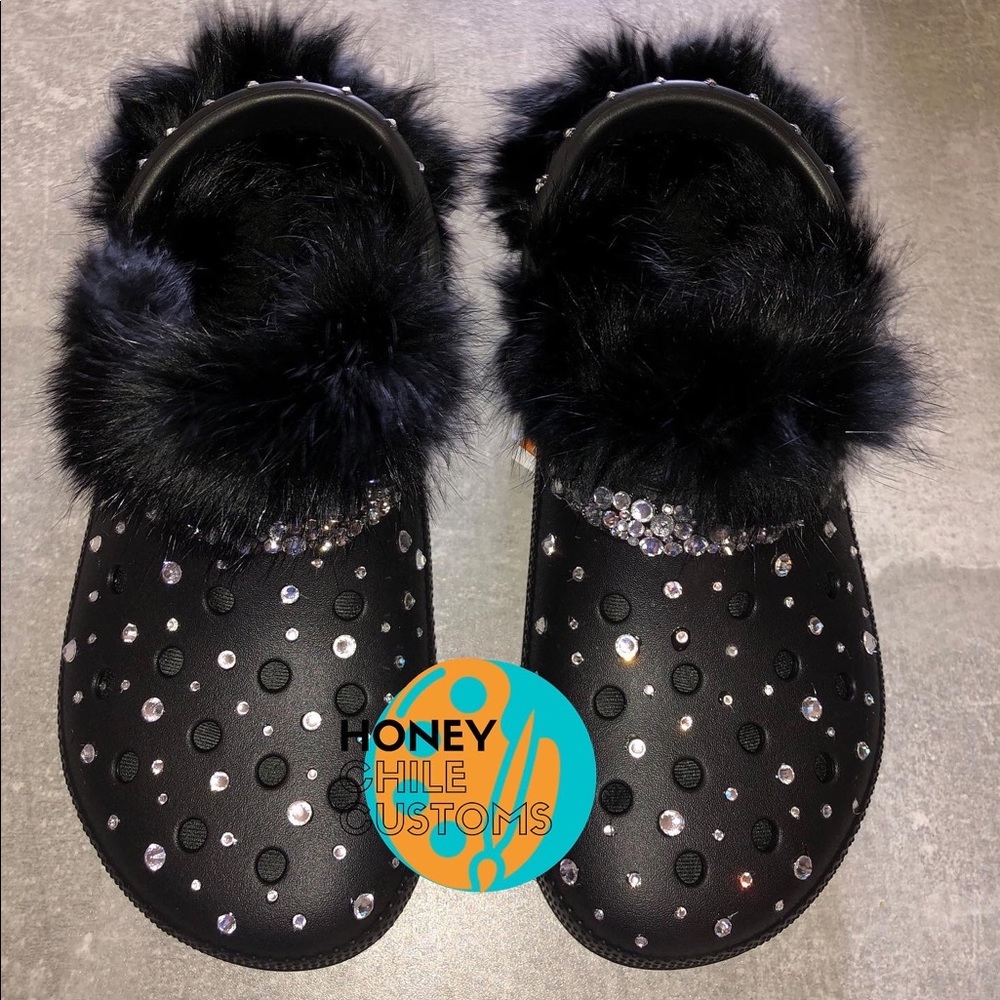 Custom Bling Fur-lined Crocs!